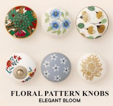 Ceramic floral pattern knobs