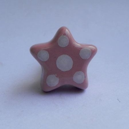 Pink Dotted Star Ceramic Knob