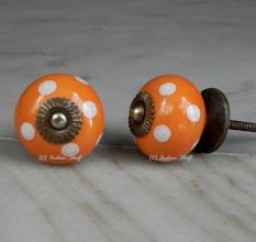 Orange White Dot Round Knob