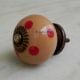 Beige Red Dotted Round Ceramic Knob