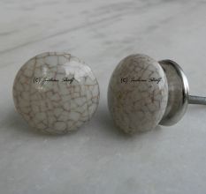 Cream Vintage Crackle Ceramic Drawer knobs