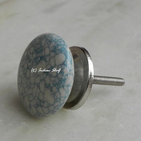 Sky Blue Marble Flat Furniture Knob