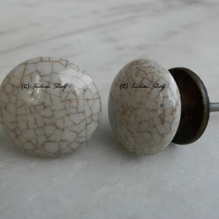 Cream Vintage Crackle Ceramic Drawer knobs