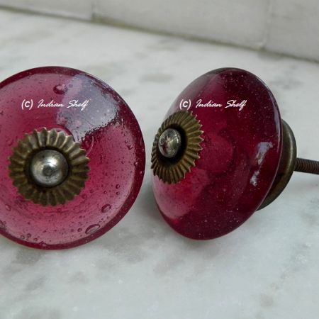 Queen pink glass Knob