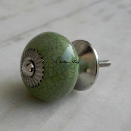 Green Blue Crackle Ceramic Drawer Knob