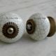 Cream Blue Crackle Dresser Knob