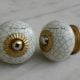 Cream Green Crackle Handmade Knob