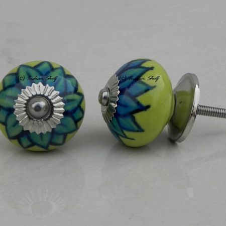 Lime Green Sunflower Knob