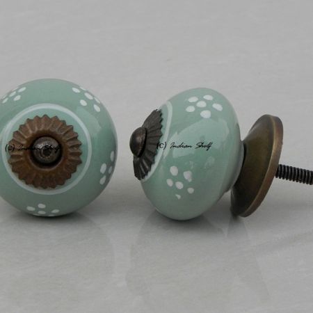 Sage Green Floral Knob