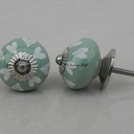 Sage Green Heart Knob