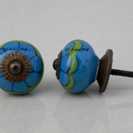 Turquoise Floral Knob