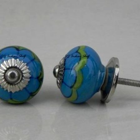 Turquoise Floral Knob