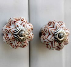 Brown Floral Melon Ceramic Knob