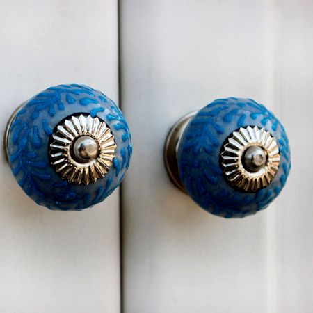 Slate Blue Turquoise Leaf Drawer Knob