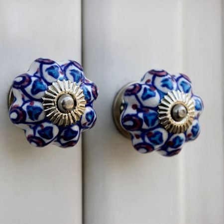 Turquoise Purple Floral Drawer Knob