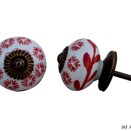 Red Tiny Flower Drawer Knob