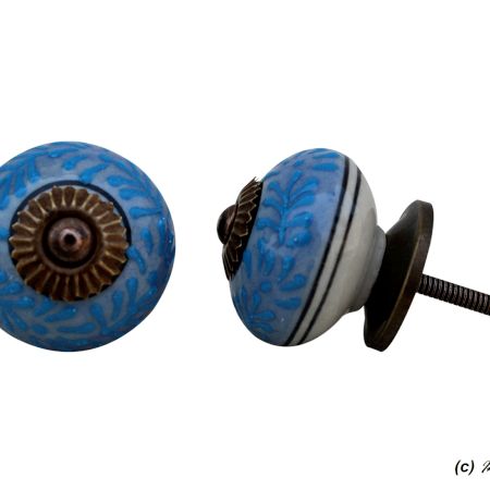 Slate Blue Turquoise Leaf Drawer Knob