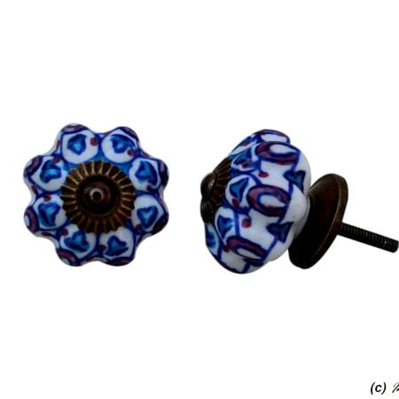 Turquoise Purple Floral Drawer Knob