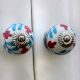 Dark Pink Floral Ceramic Knob