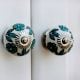 Forest Green Floral Ceramic Knob