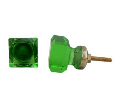 Green Square Small Glass Knobs