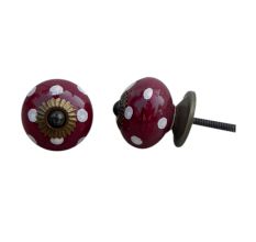 Cherry White Dot Ceramic Cabinet Knob