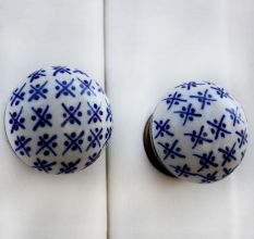 Blue Floral Flat Knob