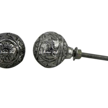 Rustic Silver Floral Metal Drawer Knobs
