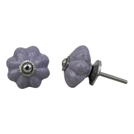Purple Crackle Melon Ceramic Dresser Knob