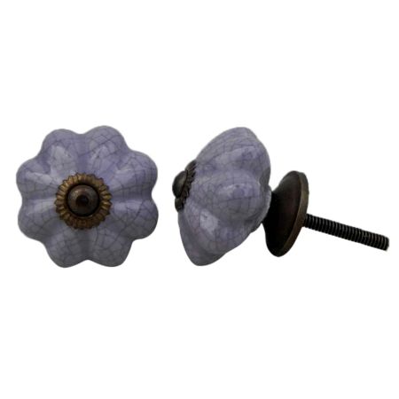 Purple Crackle Melon Ceramic Dresser Knob