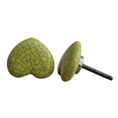 Yellow Heart Crackle Cream Drawer Knob