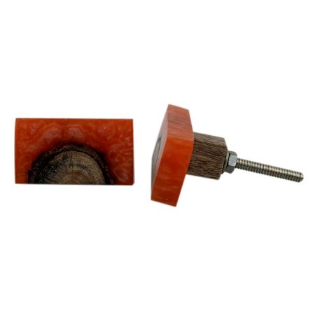 Stone Orange Knot Resin Knob