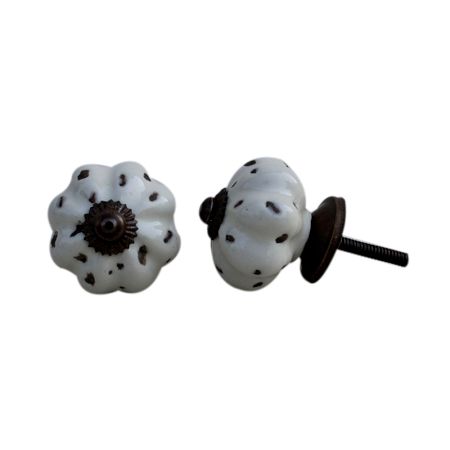 Cream Etched Medium Knob