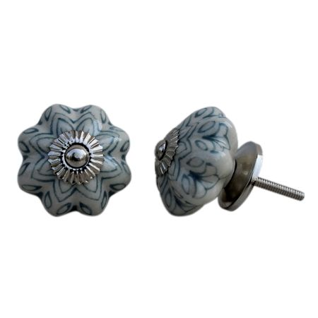 Grey Flower Melon Ceramic Knob