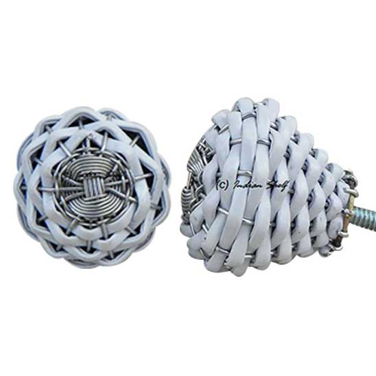 White Rexine Wire Knobs