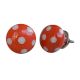 Orange White Polka Dots Flat Knob