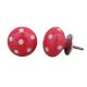 Red White Polka Ceramic Flat Drawer Knob
