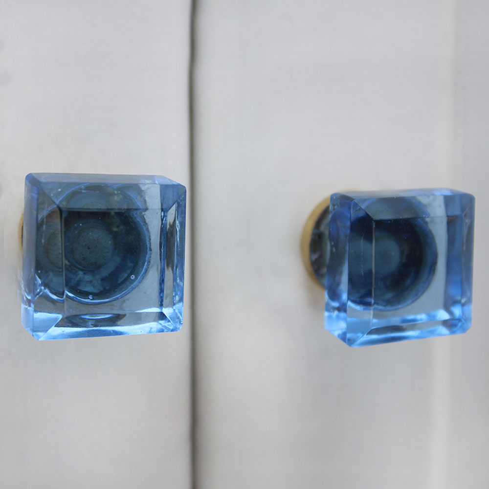 Slat Blue Square Small Drawer Knobs