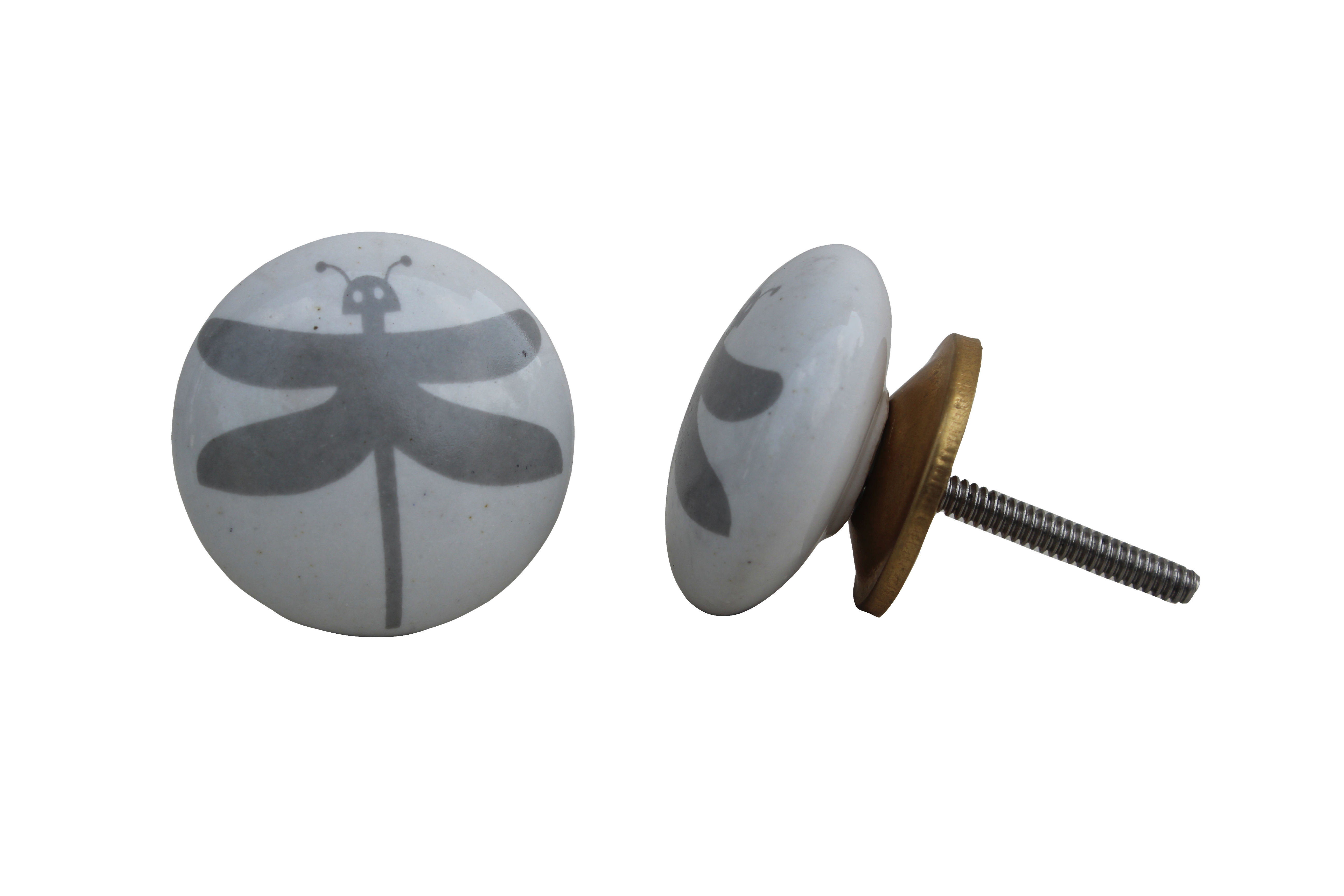 White Grey Butterfly Knob