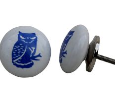 Blue Owl Flat Kids Drawer Knob