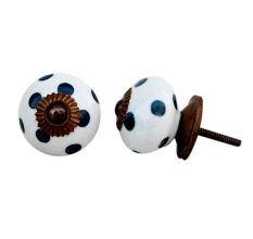 White Dark Grey Polka Dotted Knob