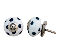 White Dark Grey Polka Dotted Knob
