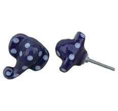 Purple Polka Elephant Face Knob