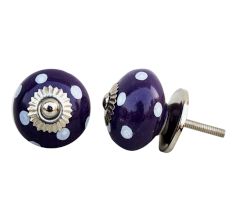 Purple White Dotted Round Knob