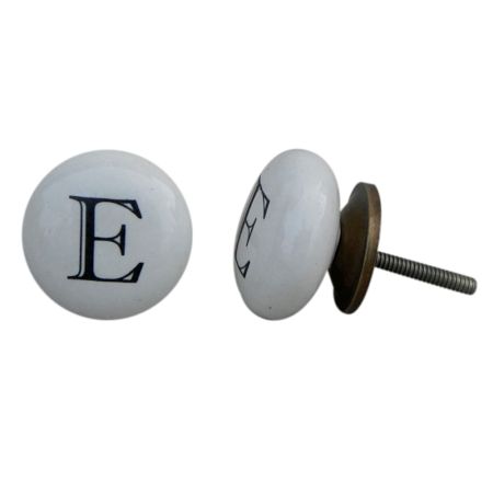 E Alphabet Ceramic Cabinet Knob