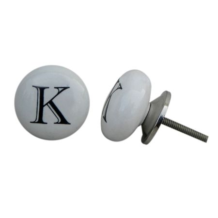 K Flat Alphabet Ceramic Dresser Knob