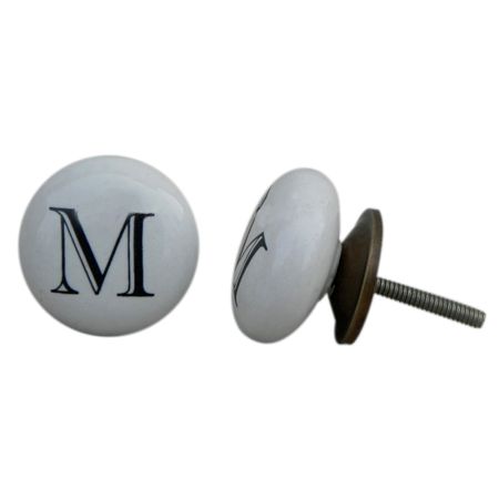 M Flat Alphabet Ceramic Furniture Drawer Knob