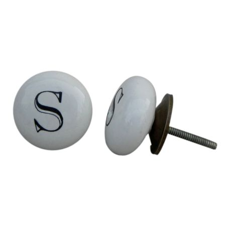 S Alphabet Ceramic Cupboard Door Knob