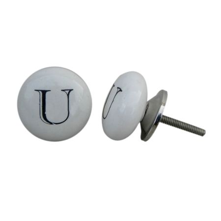 U Alphabet Ceramic Cabinet Door Knob