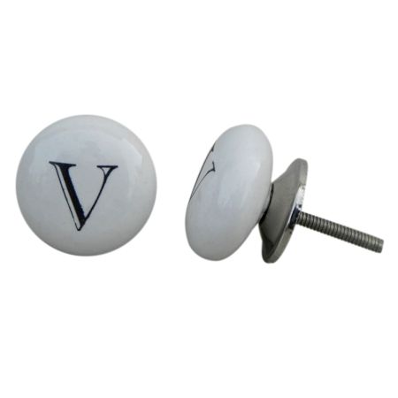 V Alphabet Ceramic Dresser Knob